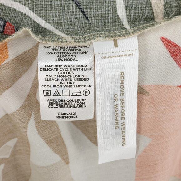 Loft Dress Petites 10P Beige Red Black Floral Cotton Blend Button Up Pockets - Picture 10 of 16